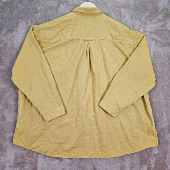 Old Navy The Boyfriend Shirt Denim Yellow Long Sleeve Pocket Women's Size 2X - Picture 5 of 13